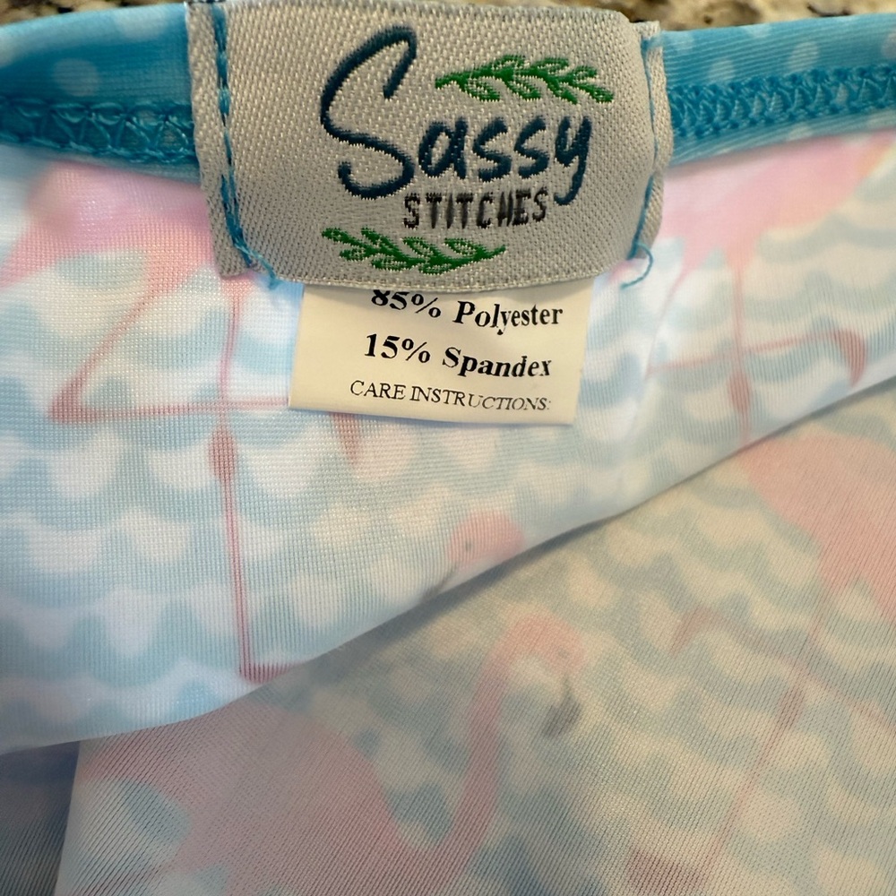 Sassy Stitches preppy wrap dress flamingo & wave polka dot SZ 2XL - Picture 6 of 13